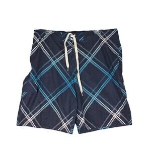 Vtg Y2K OCEAN PACIFIC OP Mens L Hybrid Swim Trunks Board Cargo Shorts Navy Plaid